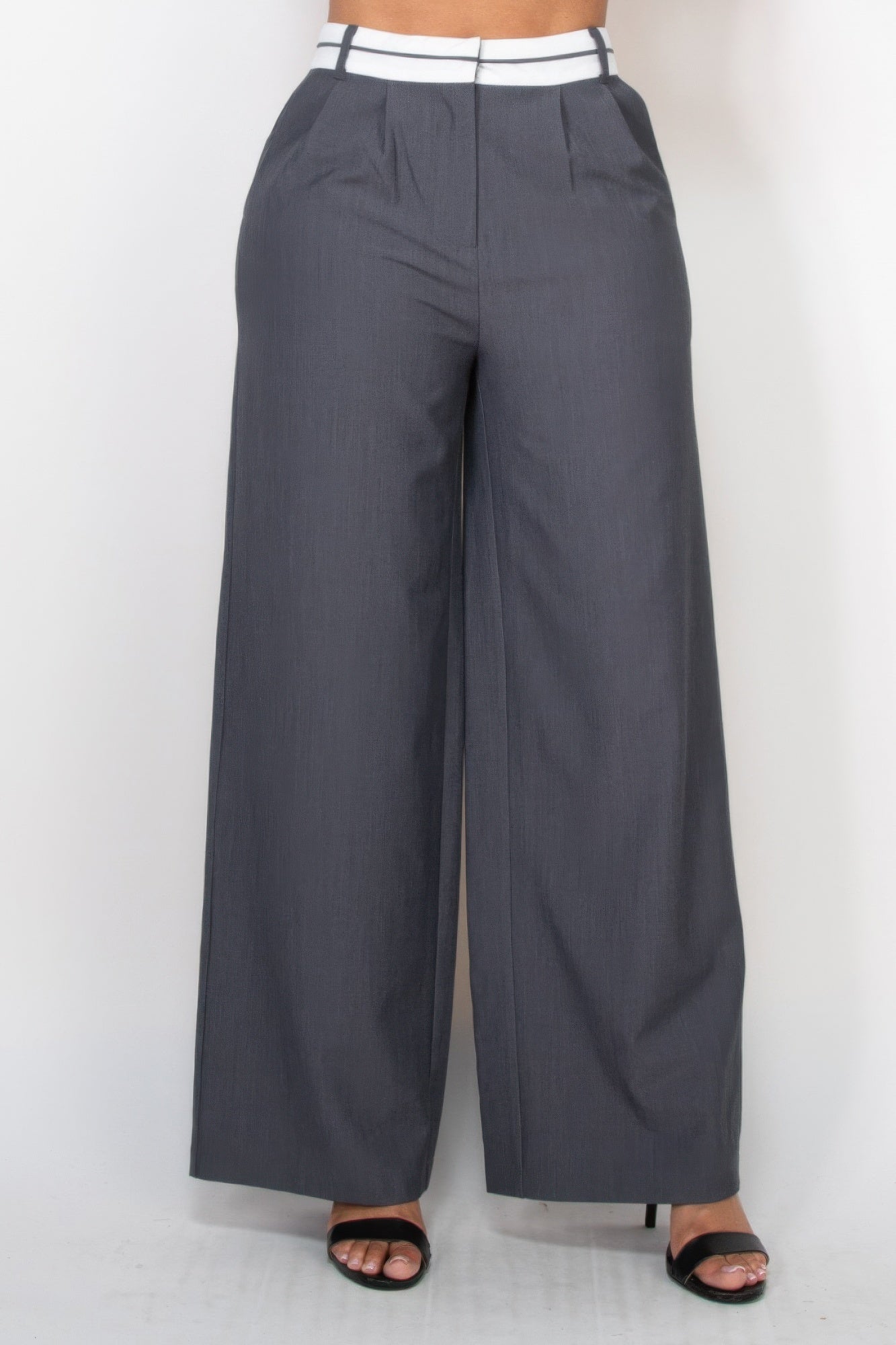 

Брюки с двойным поясом и складками FASHNZFAB, цвет charcoal