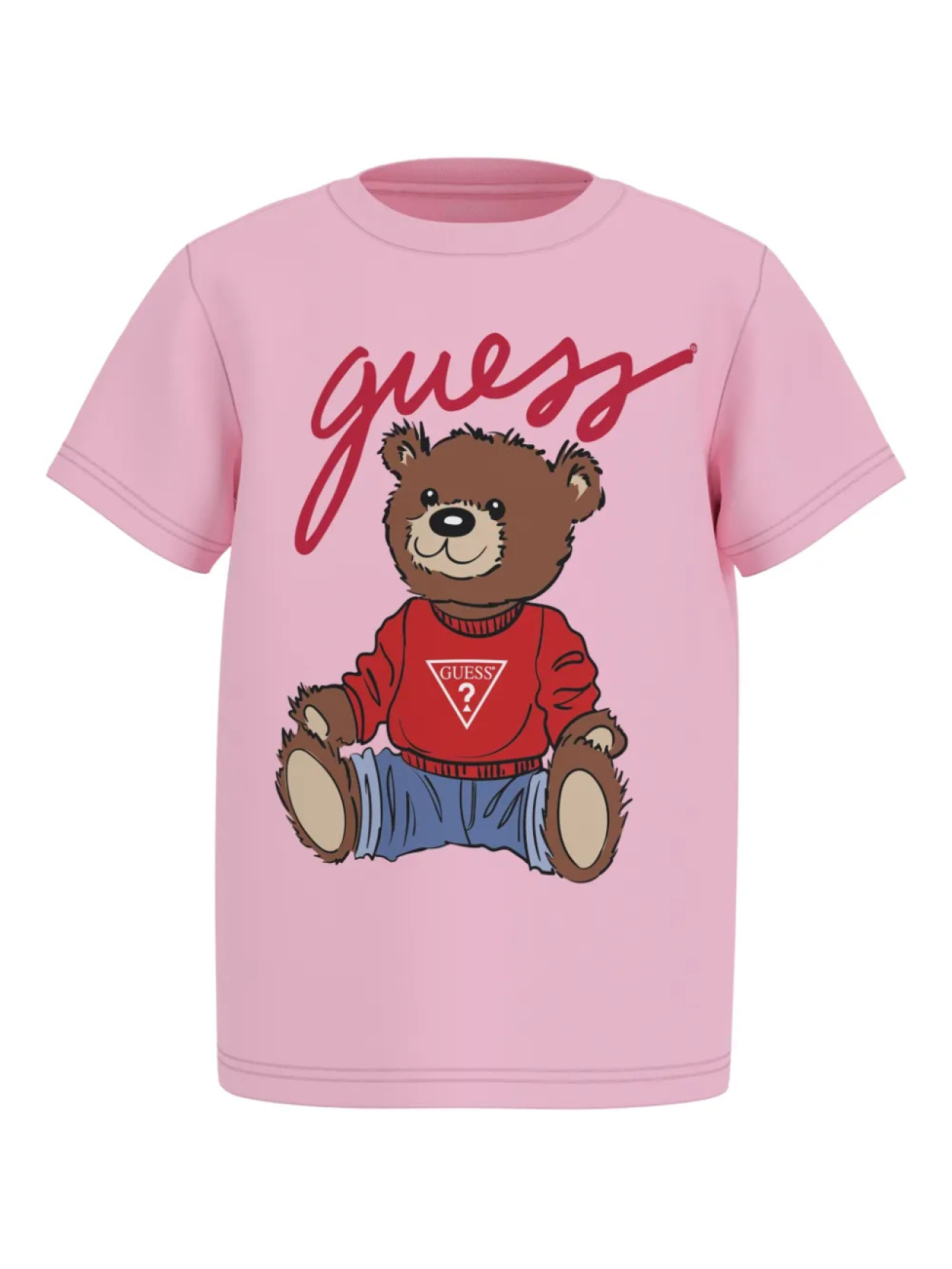 

Футболка с принтом плюшевого мишки для детей Guess Kids, розовый