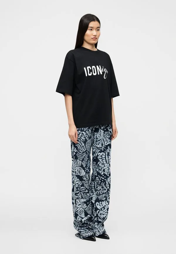 Футболка iconique свободного кроя с принтом Dsquared2, Black — фото 4