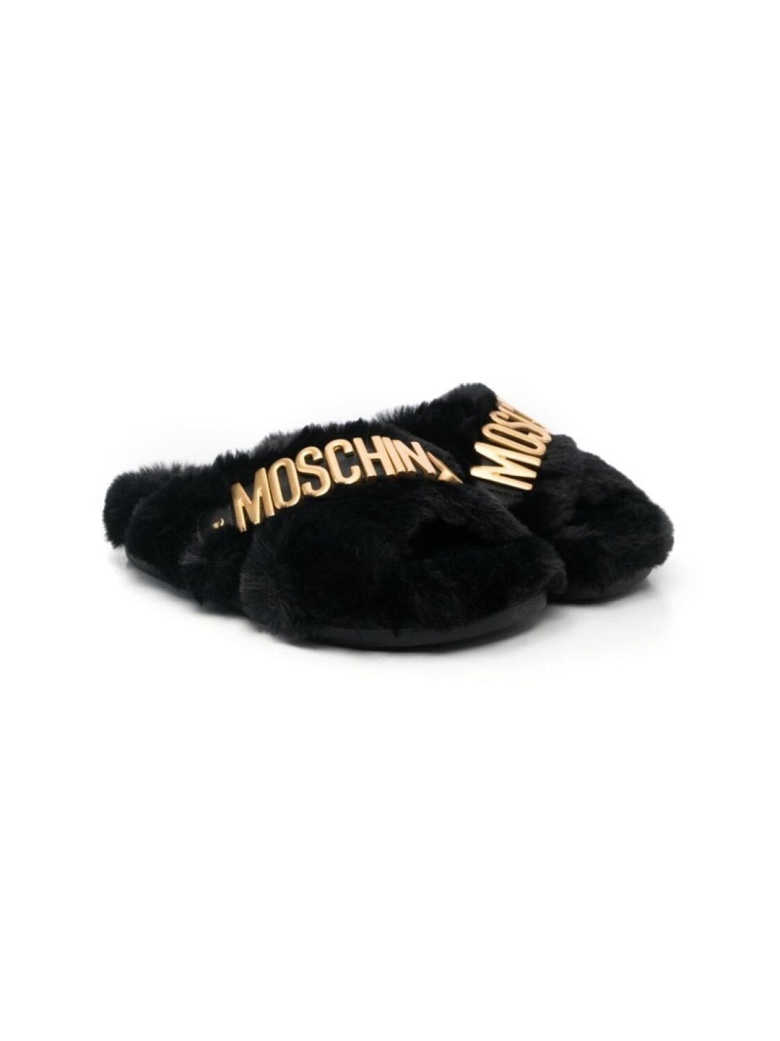 

Moschino Kids сандалии с искусственным мехом, черный