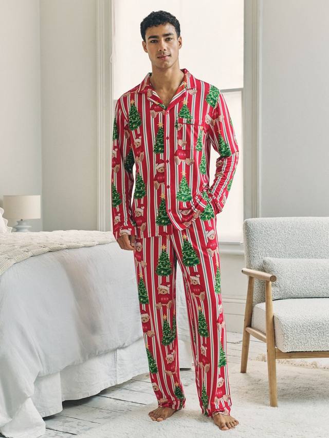 

Рождественский комплект пижамы Teddy в полоску Chelsea Peers, Red