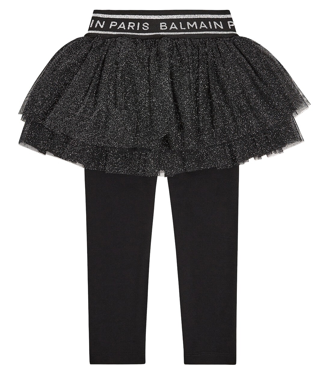 

Леггинсы из тюля и джерси Balmain Kids, черный