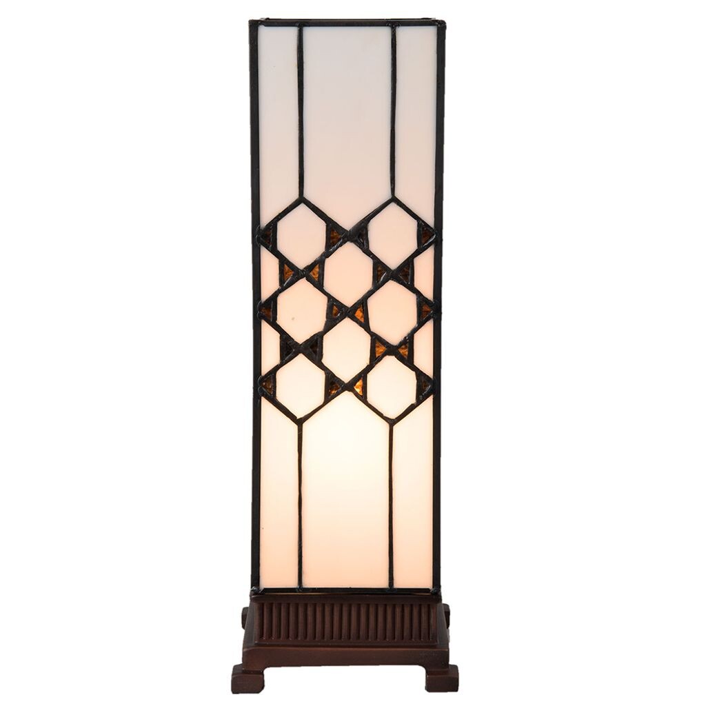 

Настольная лампа Clayre & Eef Tiffany 12x12x36 см, белое стекло, квадрат Clayre&Eef, белый
