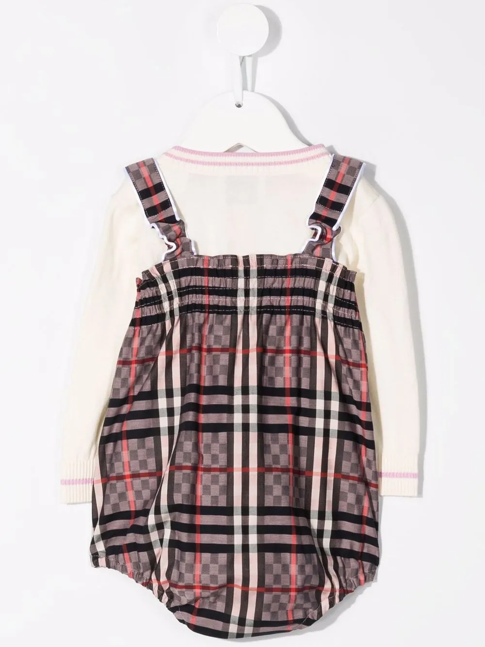 Ромпер в клетку BURBERRY KIDS, розовый — фото 3
