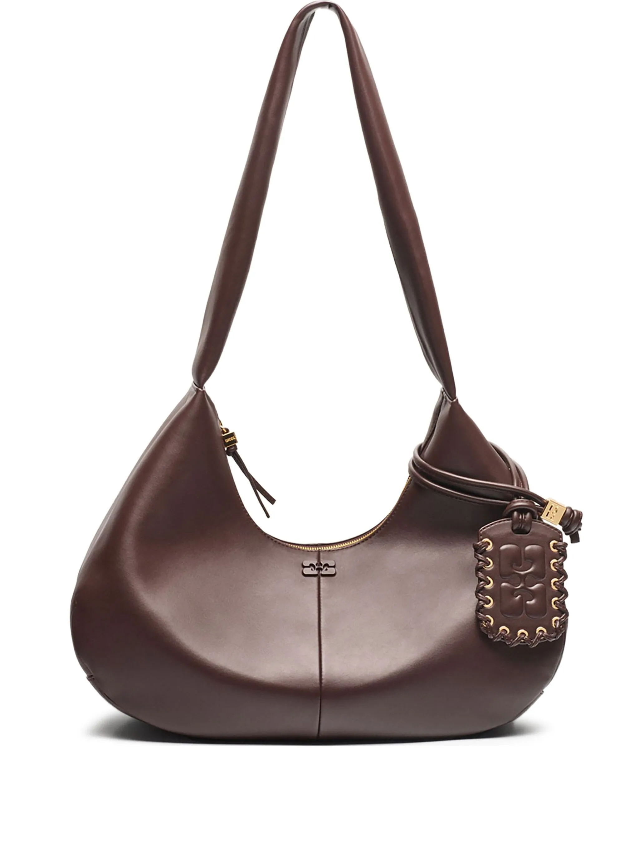 

Сумка на плечо среднего размера с тисненым логотипом Ganni, коричневый