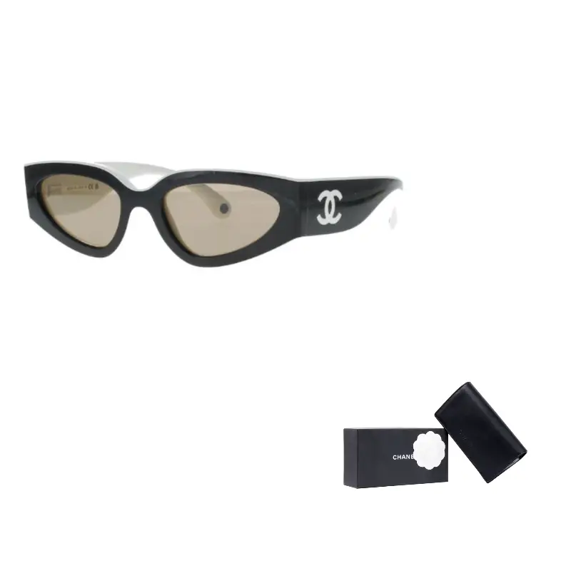 

CHANEL Кошачий глаз солнцезащитные очки унисекс черный белый, Black White