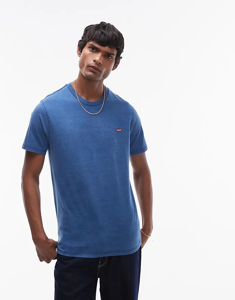 

Футболка Levi's с оригинальным логотипом в виде крыла летучей мыши темно-синего цвета