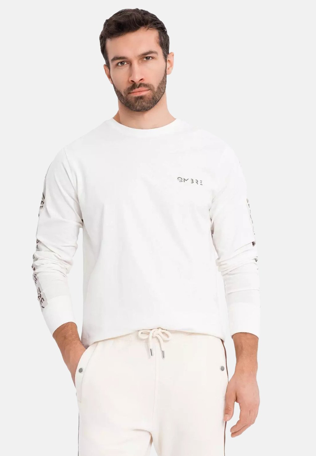 

Футболка с принтом LONGSLEEVE WITH STRIPES AND PRINT Ombre, кремовый