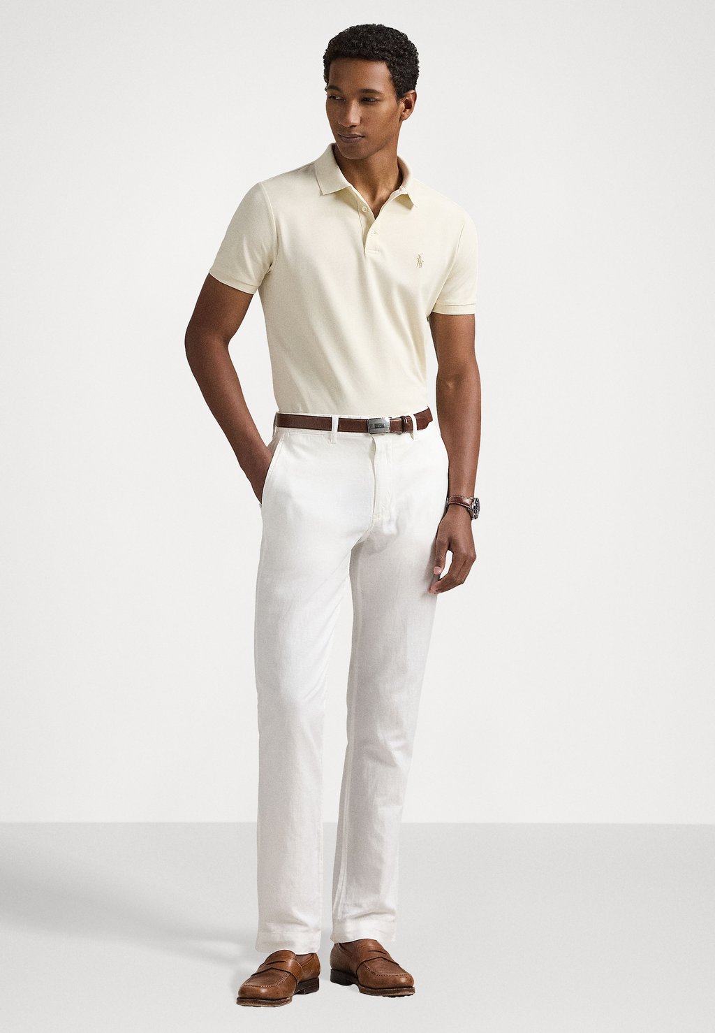 Поло CUSTOM SLIM FIT STRETCH SHIRT Polo Ralph Lauren, слоновая кость — фото 2
