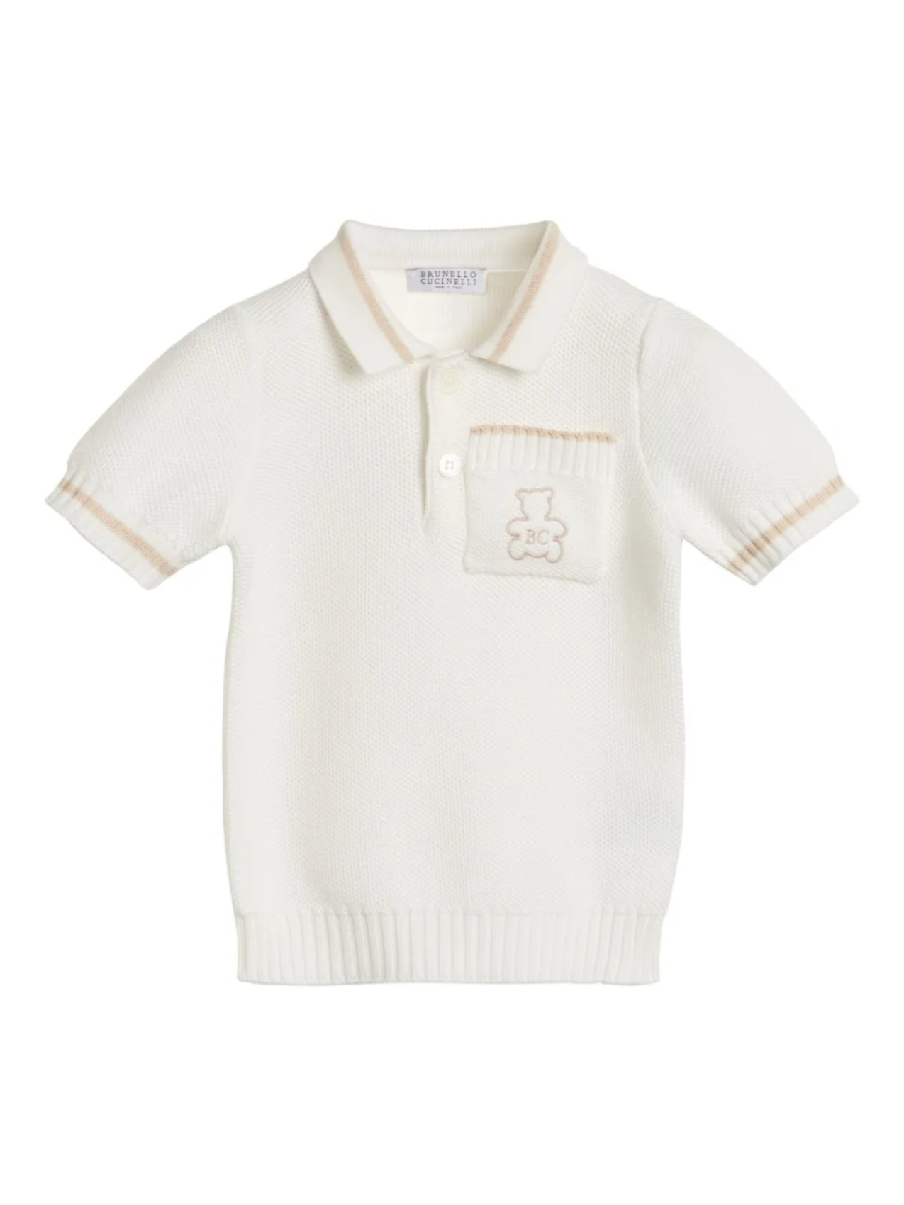 

Рубашка-поло Brunello Cucinelli Kids с вышитым логотипом, белый