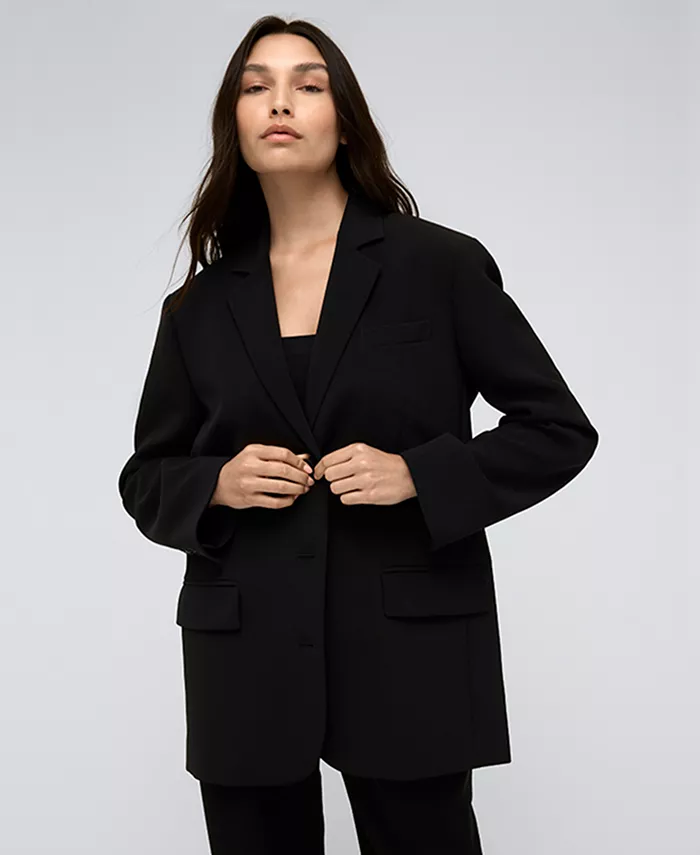 

Женская бойфренд-куртка Vision Twill на трех пуговицах Kenneth Cole, черный