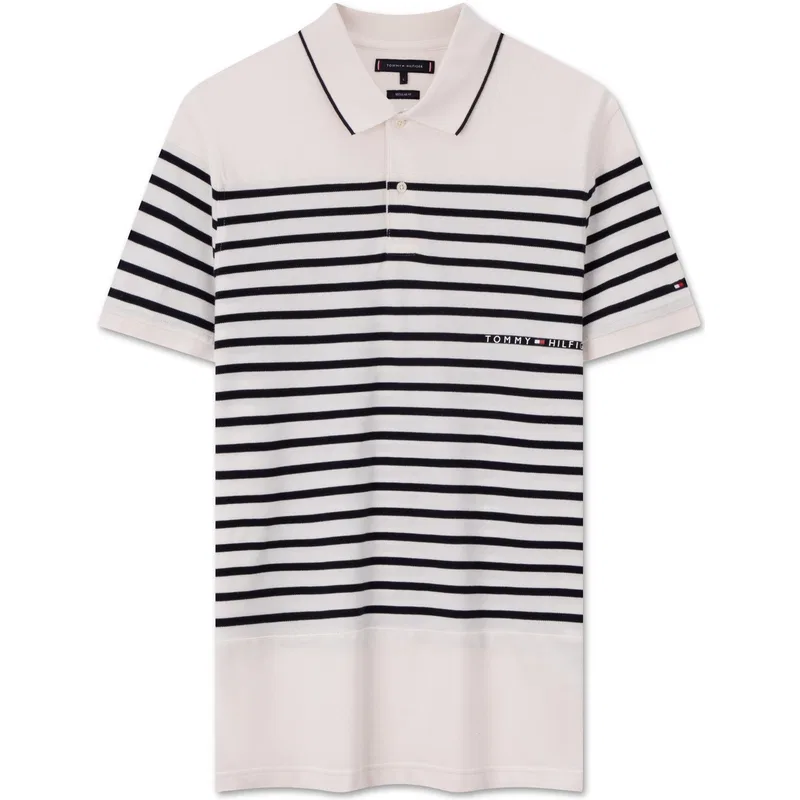 Поло Tommy Hilfiger в черно-белую полоску для мужчин
