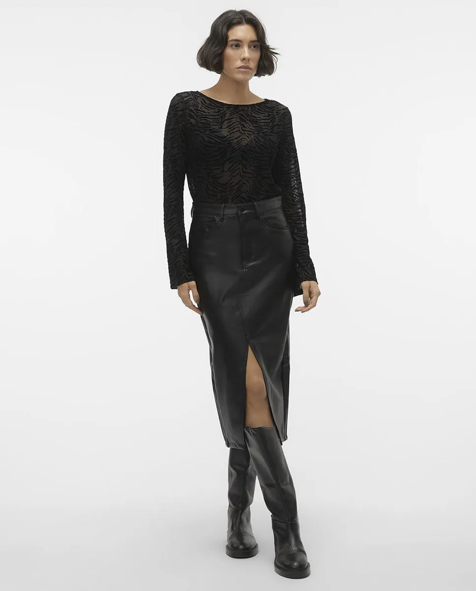 

Юбка миди из искусственной кожи Vero Moda, черный