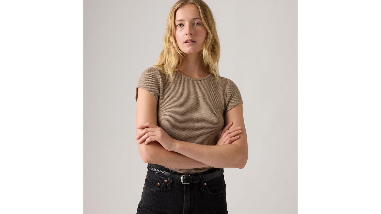 

Футболка с рукавами-крылышками из вафельного трикотажа Dry Goods Levi's, Taupe Gray - Brown