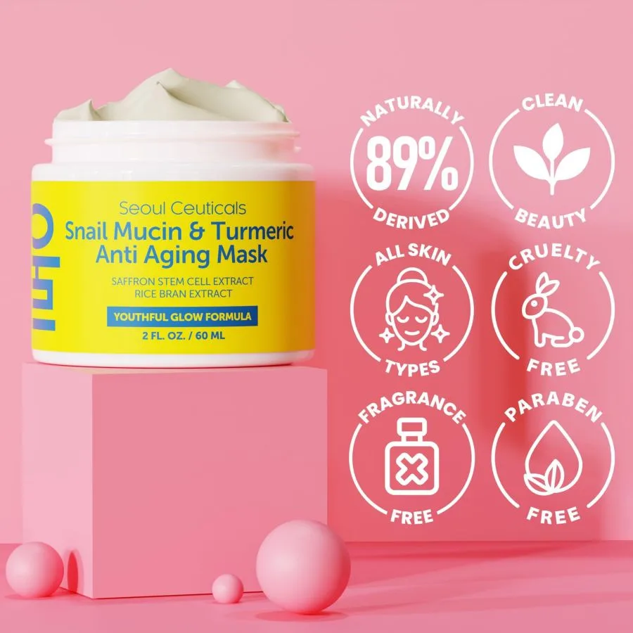 Маска для лица Seoul Ceuticals — Корейская с экстрактом улиточной слизи и куркумой. K Beauty Skincare — фото 2