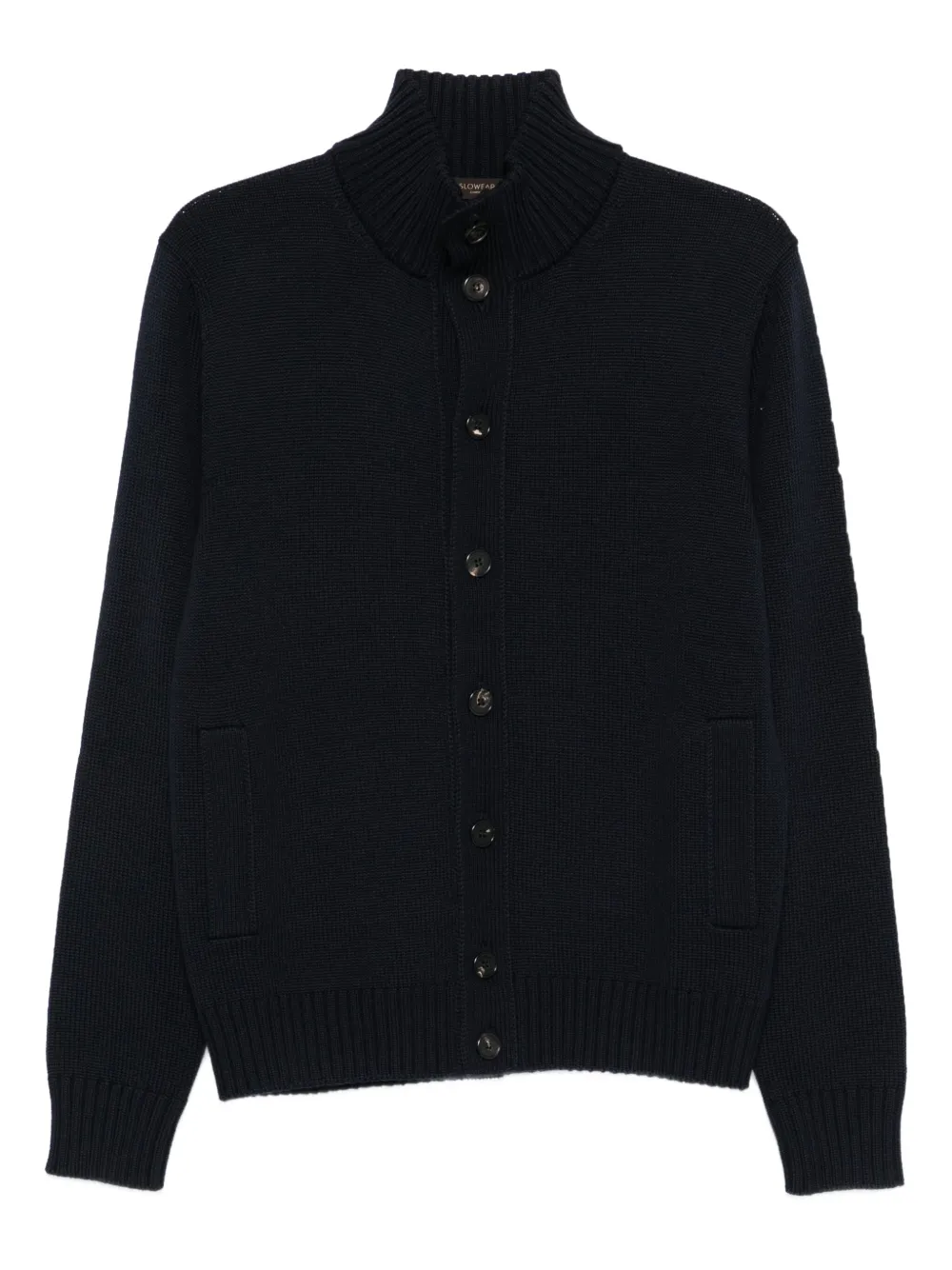 

Шерстяной кардиган с высоким воротником Zanone, синий