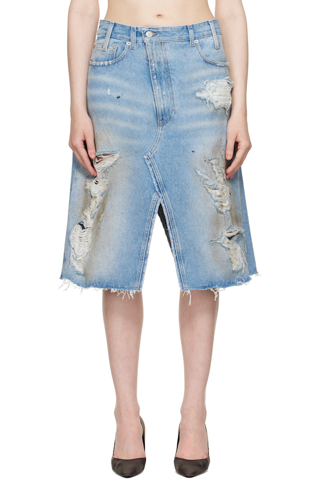 

Юбка-шорты миди в стиле distressed Mm6 Maison Margiela, синий