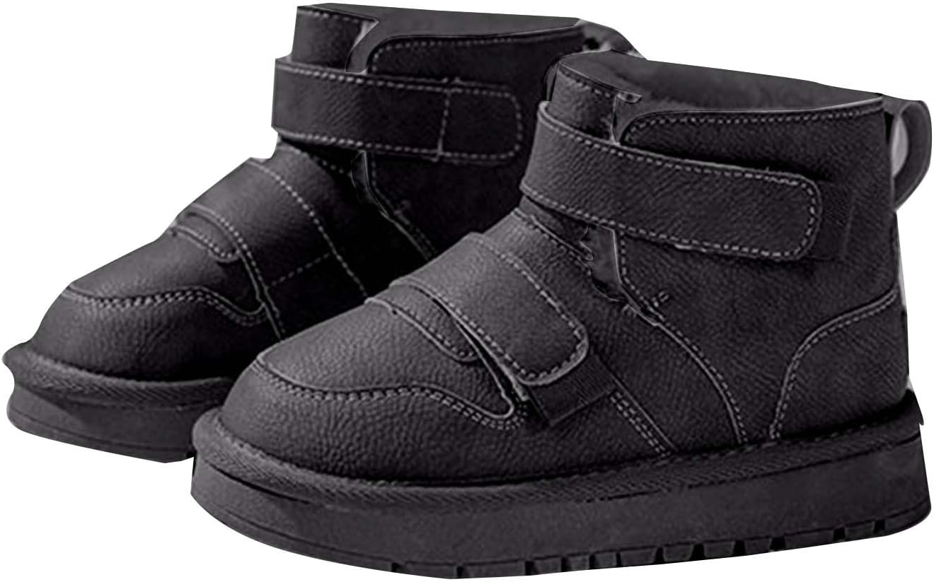 

Девочкам пушистые утепленные теплые толстые ботильоны до щиколотки, зимние термоботинки, милые короткие ботинки, снежная обувь, модные ботильоны Generic, Black