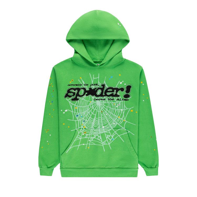 

Худи Sp5der Punk V2 Rhinestone Hoodie, Bright Green