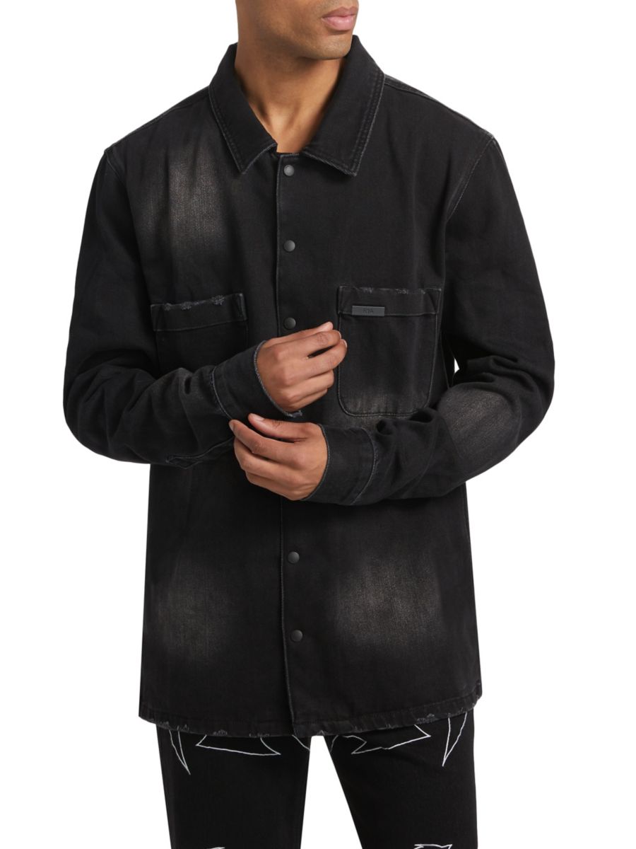 

Джинсовая куртка Samson с эффектом потертости RTA, цвет Black Faded Distressed
