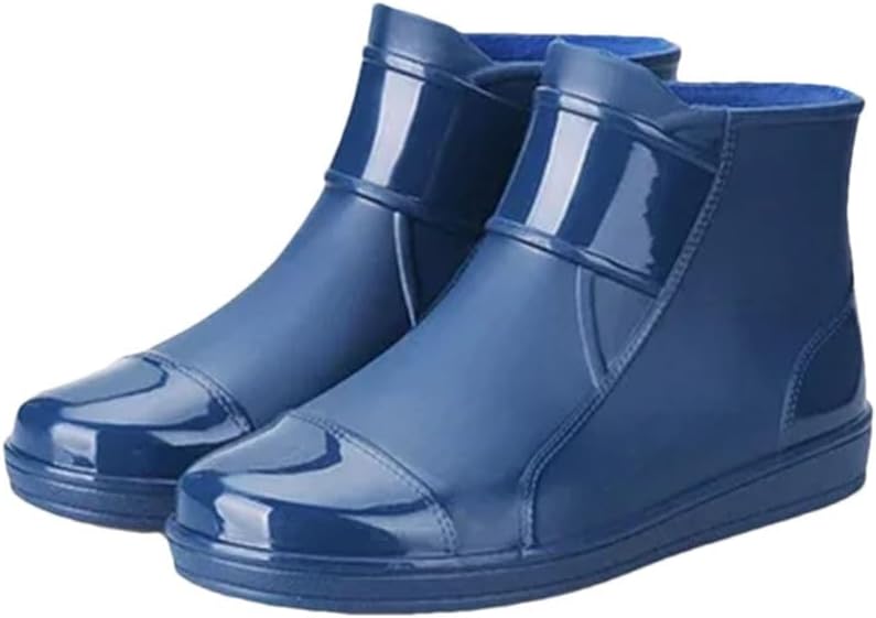 

Мужские короткие резиновые сапоги для улицы, рабочие, противоскользящие, водонепроницаемые, для рыбалки, с утеплителем Generic, синий