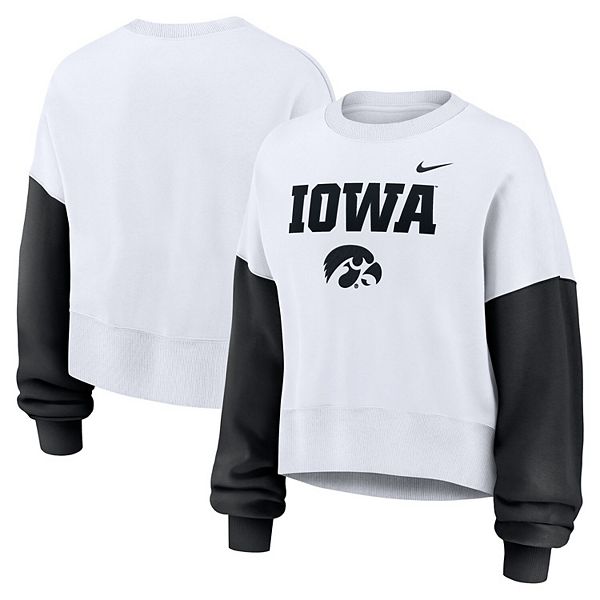Женский белый оверсайз укороченный свитшот iowa hawkeyes с цветными блоками Nike — фото 2