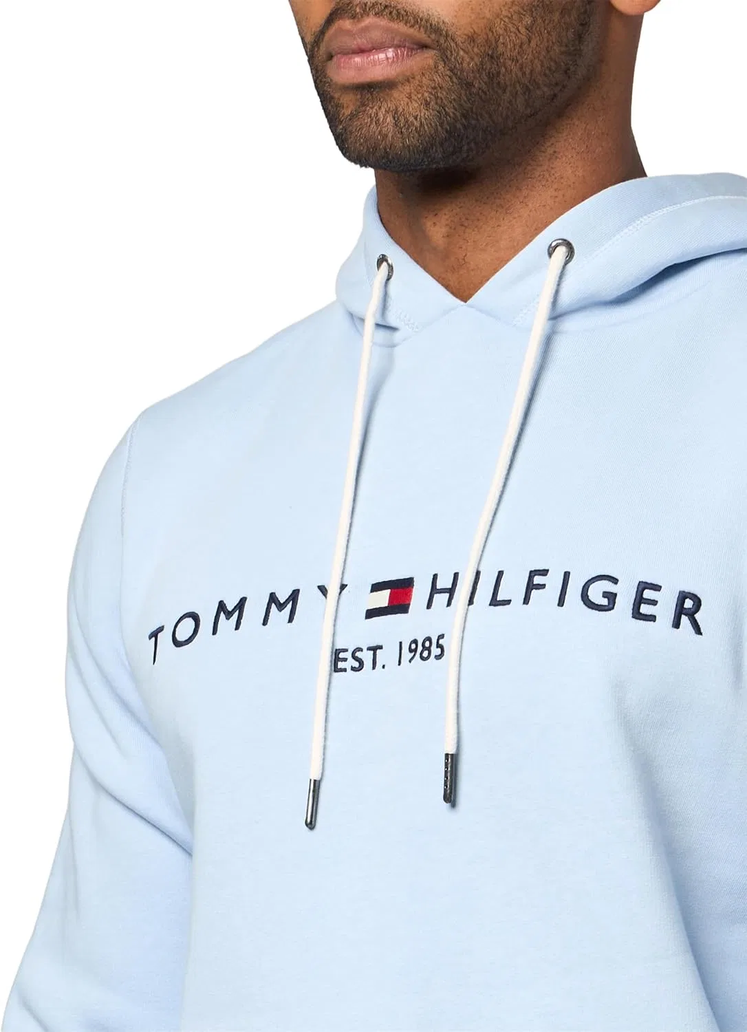 Худи мужское с вышитым логотипом Tommy Hilfiger, Breezy Blue — фото 3