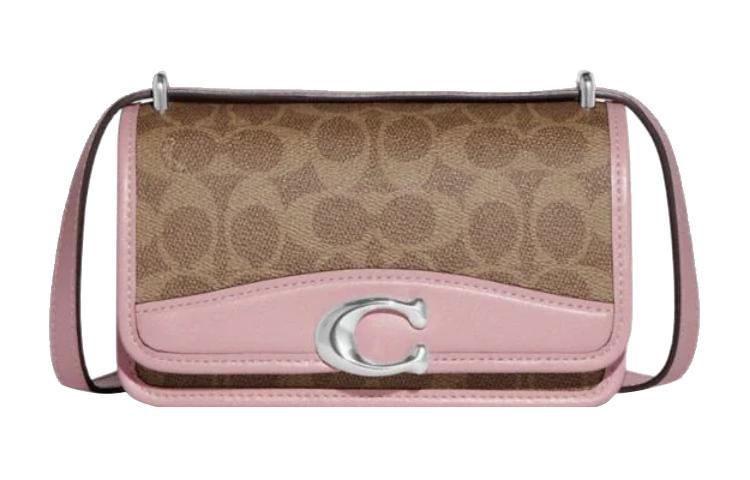

COACH Сумка Bandit из холста с кожаным ремешком через плечо, маленькая женская, коричневого и розового цвета