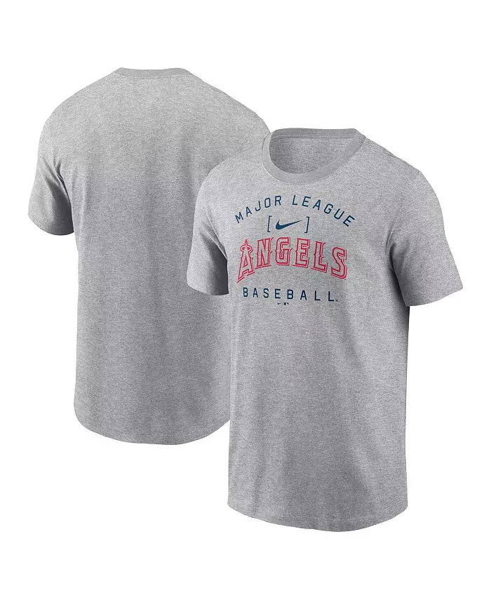 

Мужская футболка с арочным вырезом Heather Gray Los Angeles Angels Home Team Athletic Nike