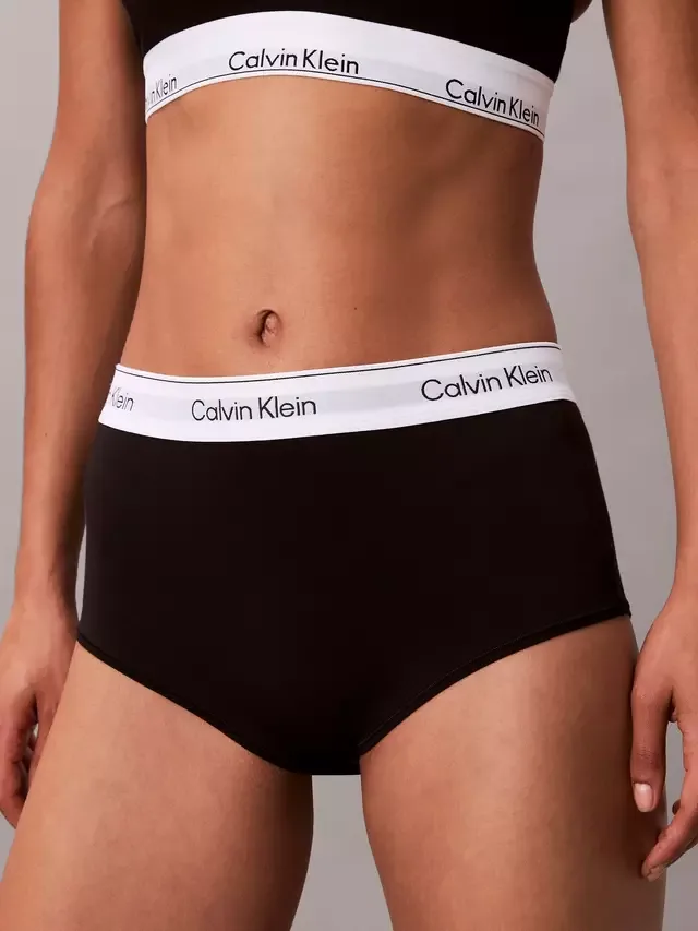 Трусики-шорты Icon из хлопка и модала, черные Calvin Klein — фото 3
