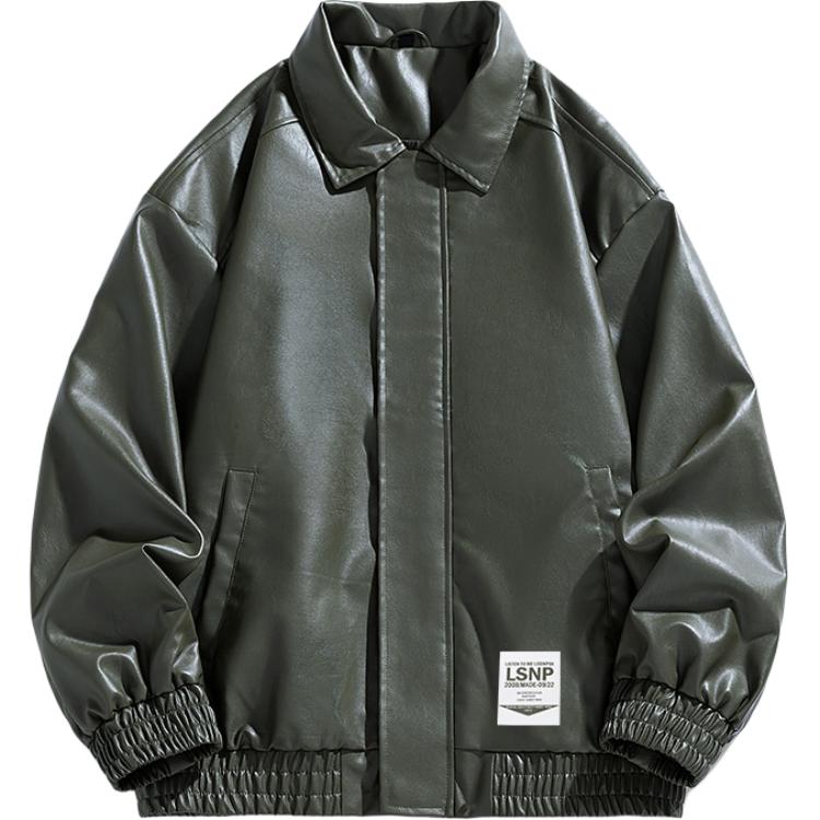 

Кожаная куртка Unisex Lapel Moderate LISENPOK, зеленый