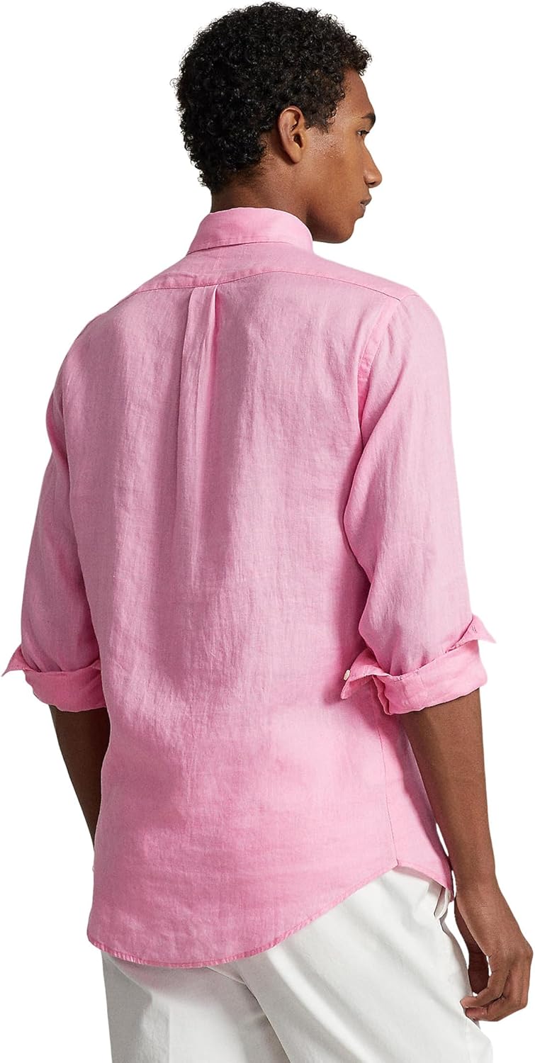 POLO RALPH LAUREN Мужская льняная рубашка с длинным рукавом, Harbor Pink — фото 2