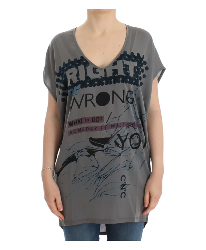 

Длинная туника-футболка с V-образным вырезом Costume National, серый