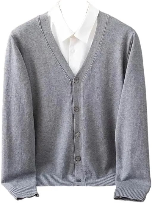 

Зимний мужской вязаный кардиган с V-образным вырезом