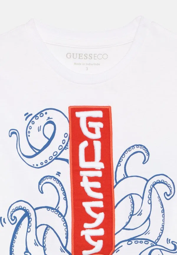 Детская футболка с принтом Guess, Pure White — фото 4