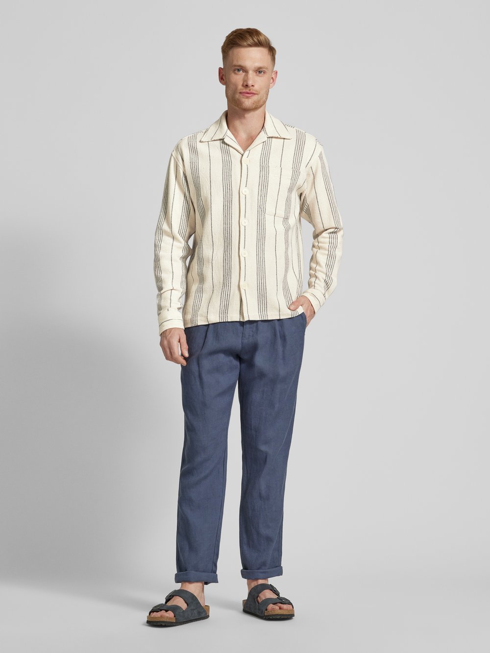 

Рубашка свободного покроя с полосатым узором, модель «BLAMANFRED» Jack & Jones Premium, песочный