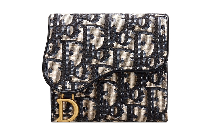 

DIOR Сумка-седло из холста Держатель для карт Монетница Кошелек среднего размера унисекс джинсовый синий