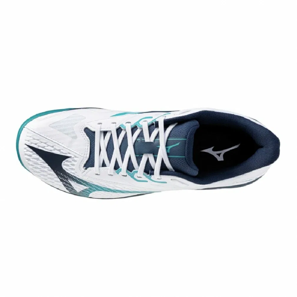 Теннисные кроссовки «Wave Exceed 6 Wide OC» от Mizuno, White X Blue — фото 4