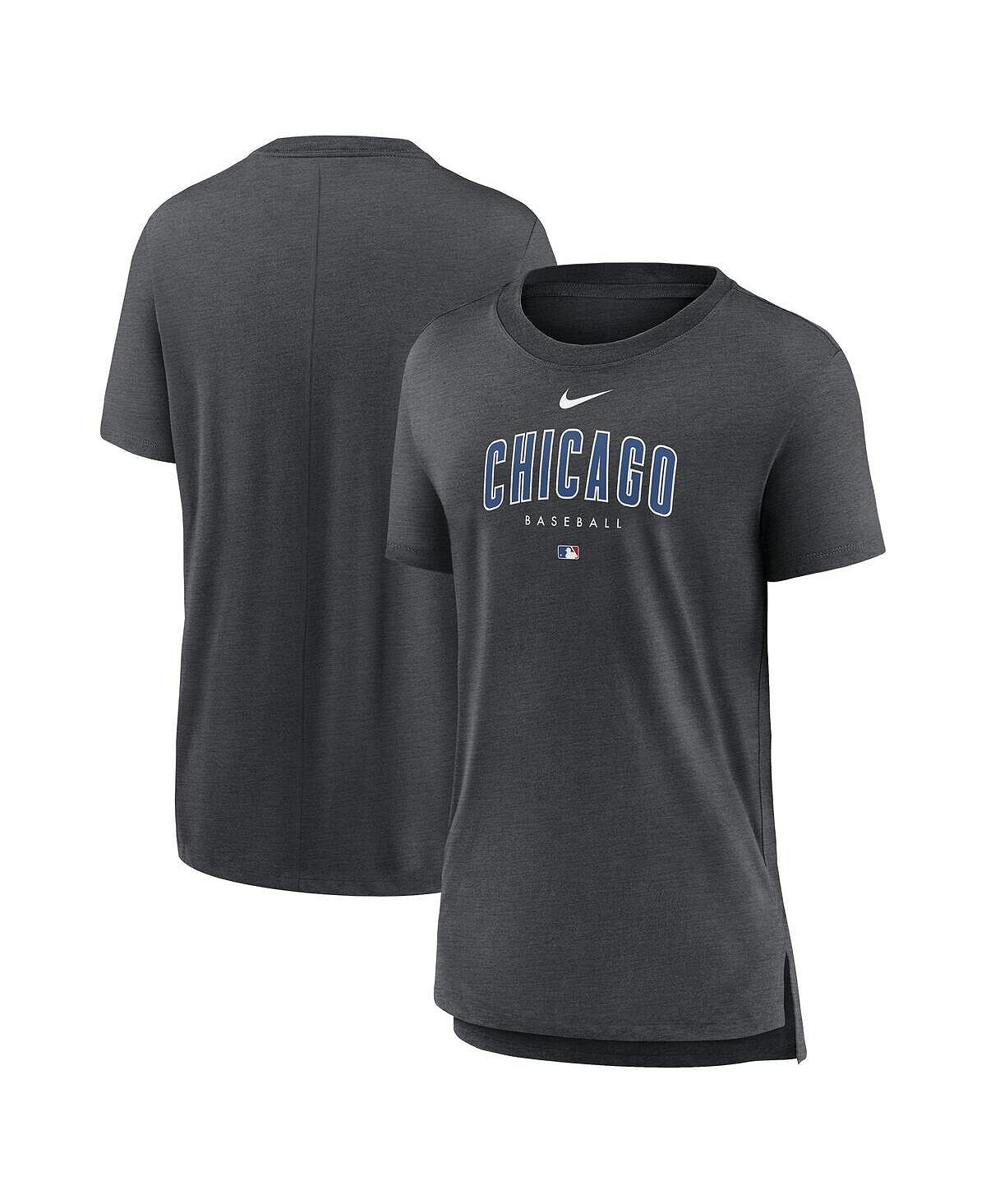 

Женская футболка цвета три-смеси Heather Charcoal Chicago Cubs Authentic Collection Early Work Nike