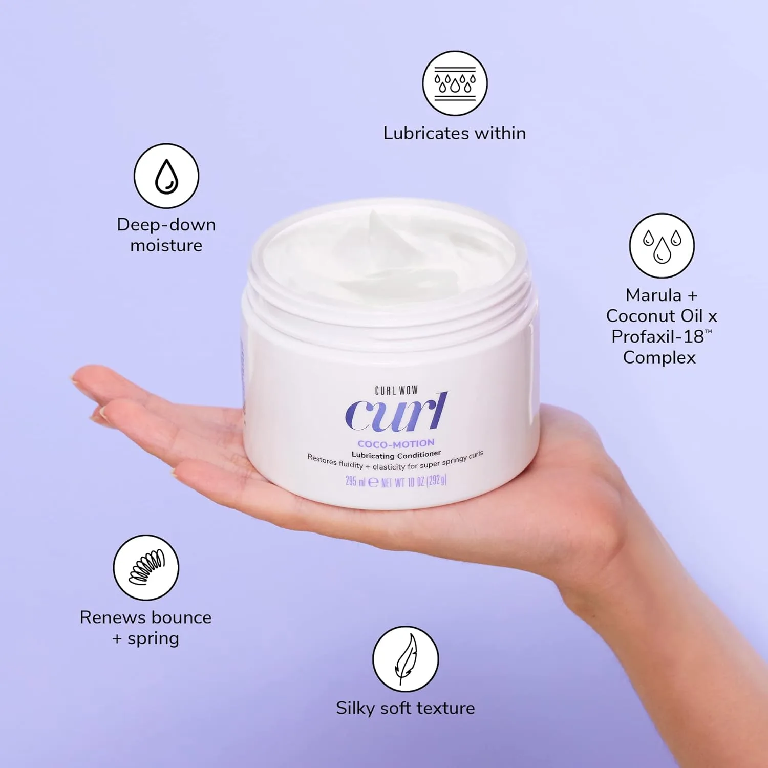 Увлажняющий кондиционер COLOR WOW Curl Wow Coco-motion - невесомый кондиционер мгновенно увлажняет волосы изнутри, делая их шелковисто-мягкими, упругими и эластичными — фото 4