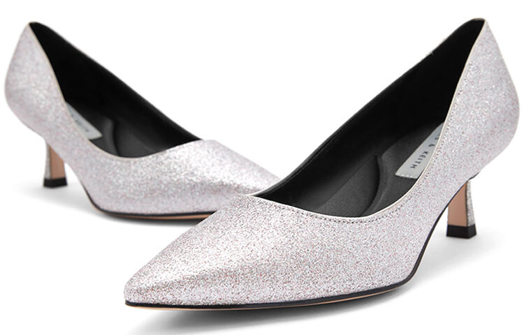 Туфли на высоком каблуке женские серебристо-белые Charles&Keith — фото 3