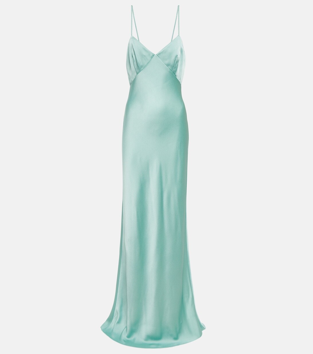 

Атласное платье-комбинация макси Selce MAX MARA, синий