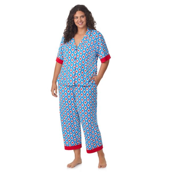 

Уютный комплект пижамы Plus size: топ с вырезом и укороченные брюки Beauty Sleep Social, цвет dont be shellfish