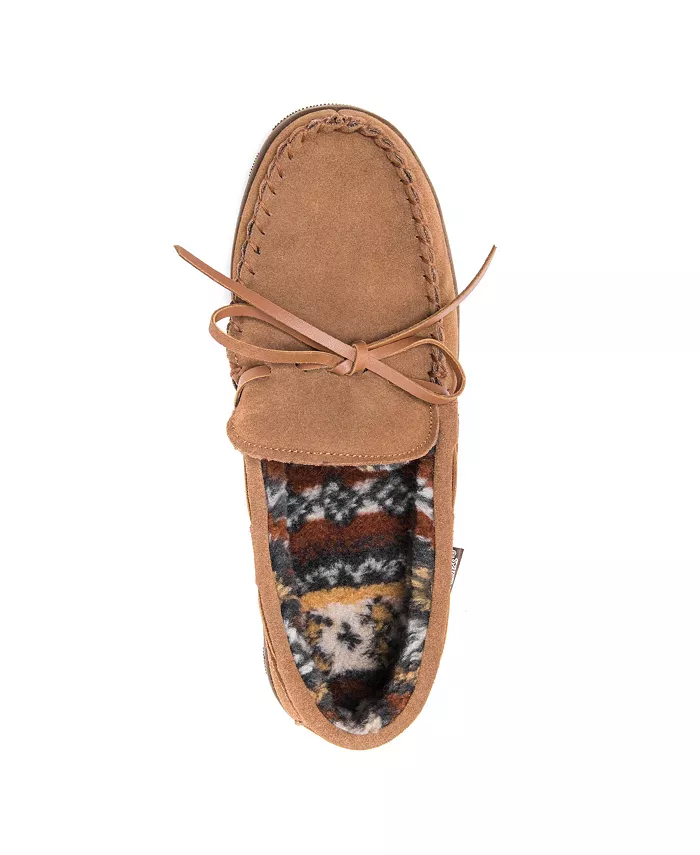 Мужские мокасины-тапочки Paul Printed из берберской замши MUK LUKS, коричневый/бежевый — фото 3
