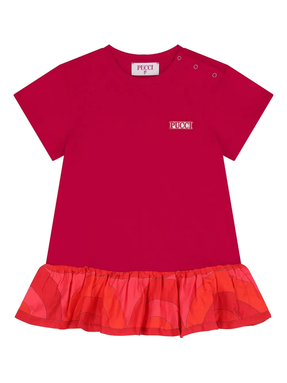 

Платье с оборками и нашивкой-логотипом PUCCI Junior, красный