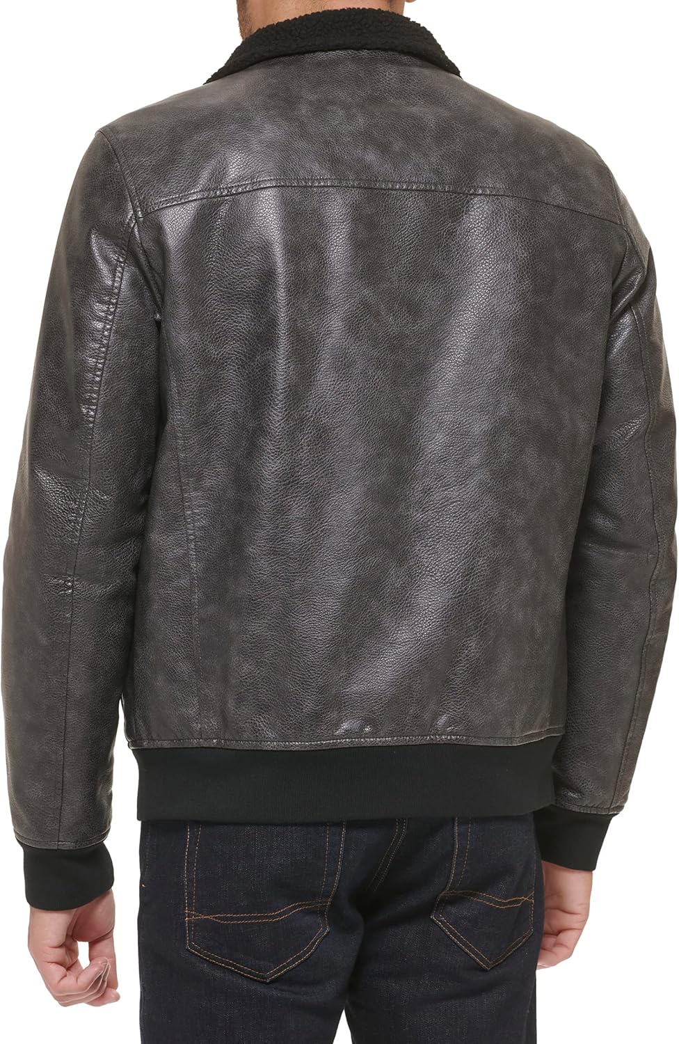 Мужская куртка-бомбер из искусственной кожи Tommy Hilfiger, Black Sherpa Collar — фото 4