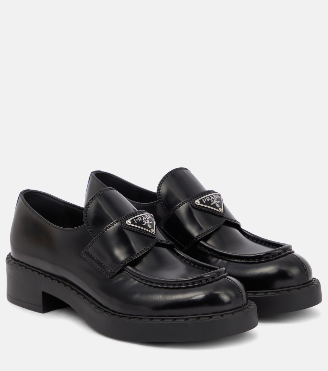 Кожаные лоферы на платформе Prada, черный