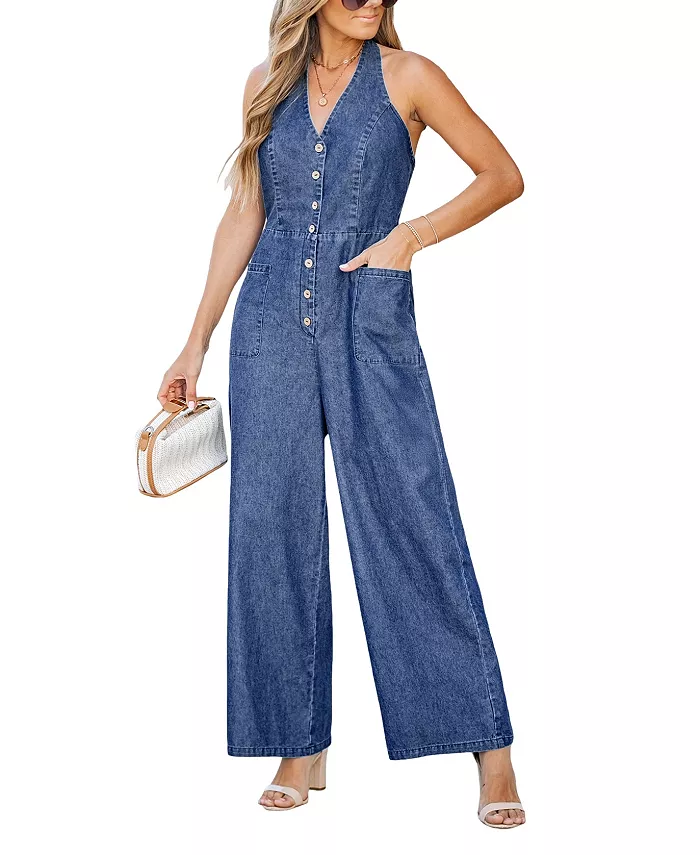 

Женский джинсовый комбинезон Denim Daze с широкими штанинами Cupshe, синий