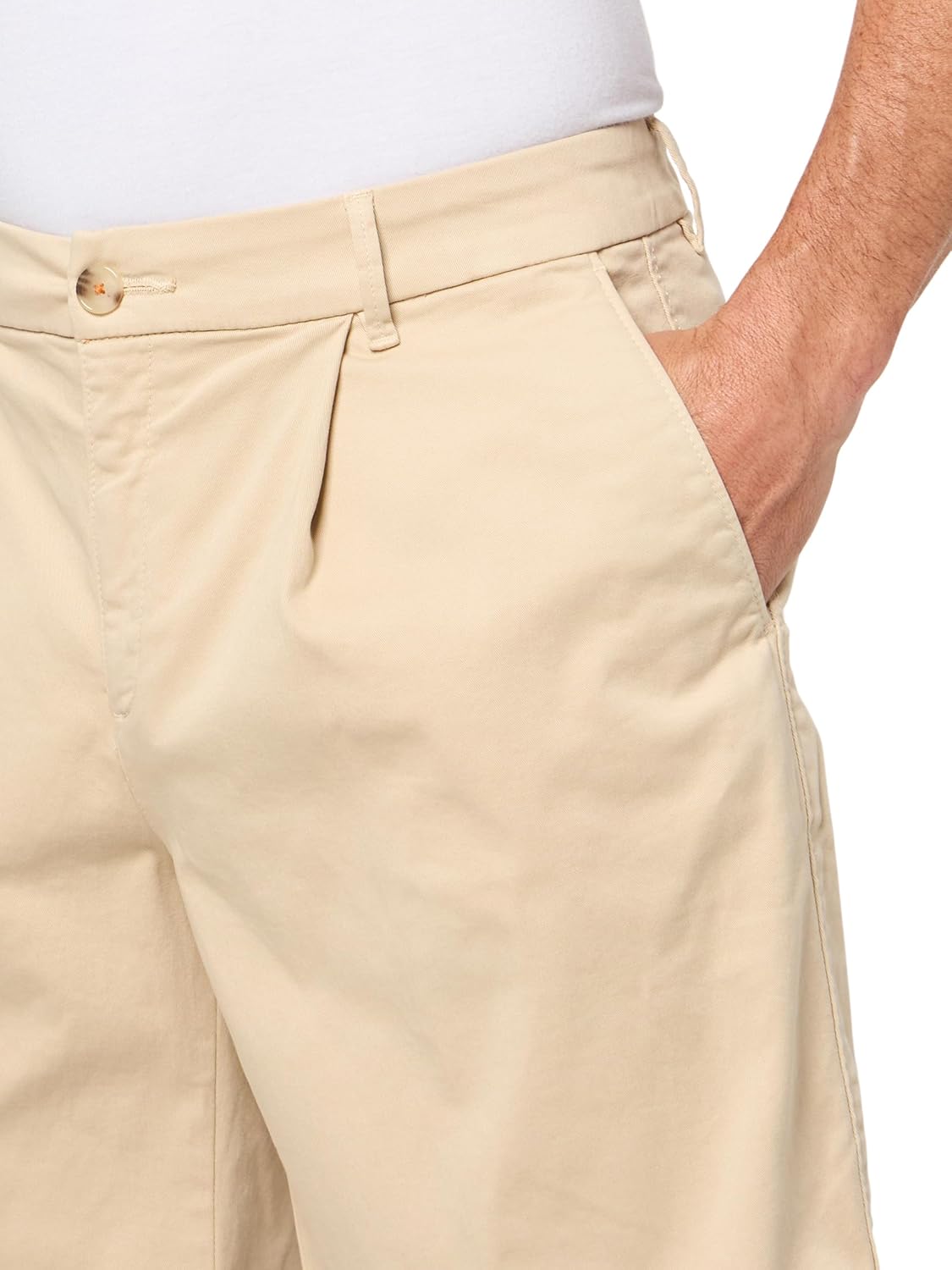 BOSS Мужские основные хлопковые бермуды из твила, Soft Sand — фото 3