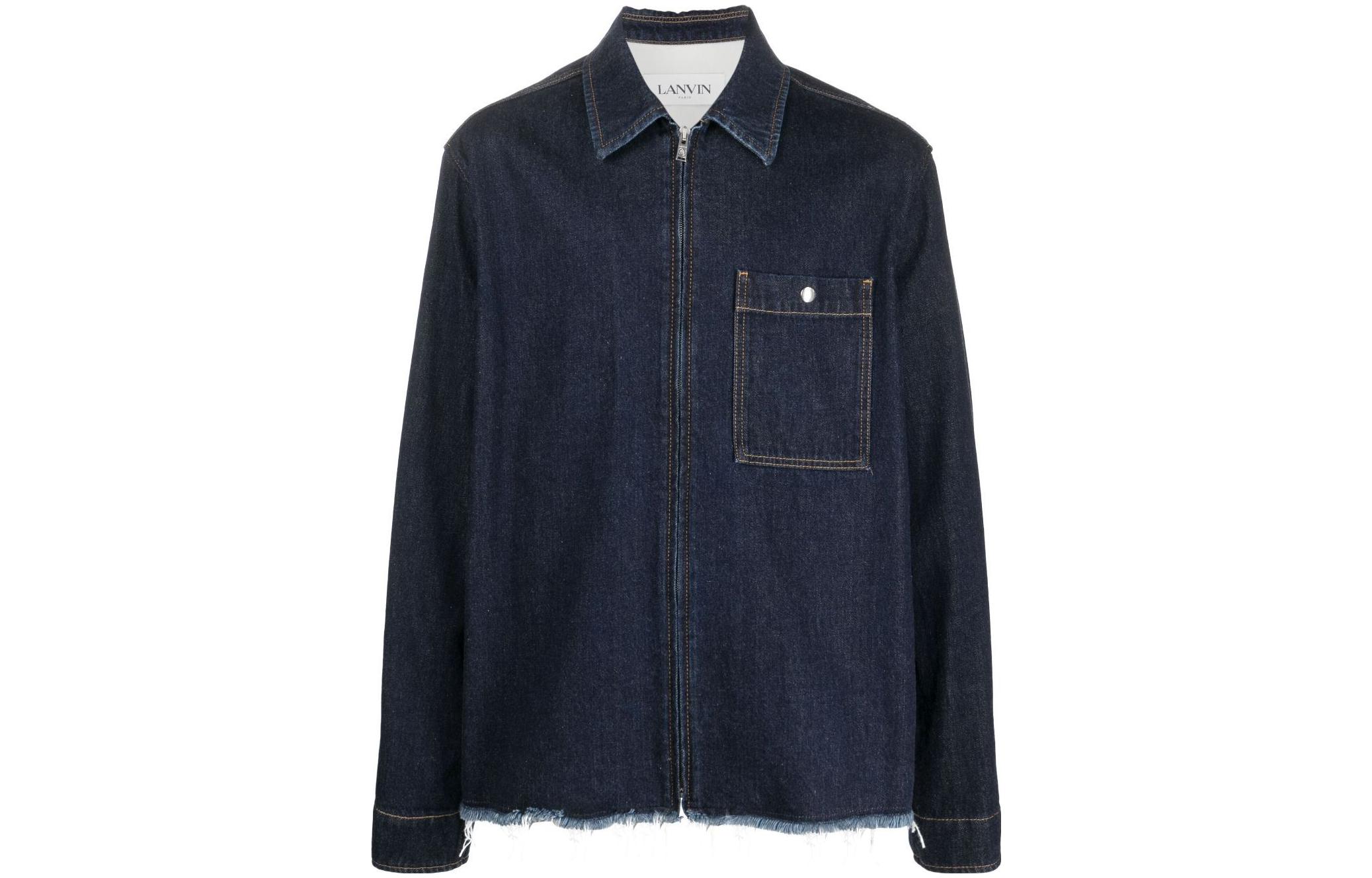 

Куртка с длинными рукавами и необработанным краем Lanvin, Marine Blue, Синий, Куртка с длинными рукавами и необработанным краем Lanvin, Marine Blue